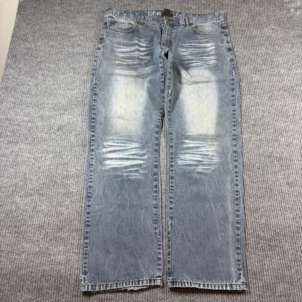Brooklyn‎ Xpress Jeans Men's 40x34 Denim Blue Distressed Y2K Baggy Straight